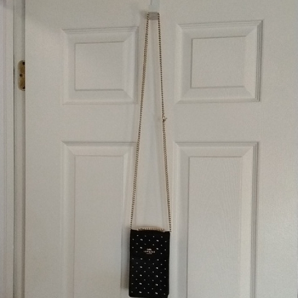 NWT Coach signature elegant black leather phone Crossbody Bag - Picture 4 of 5